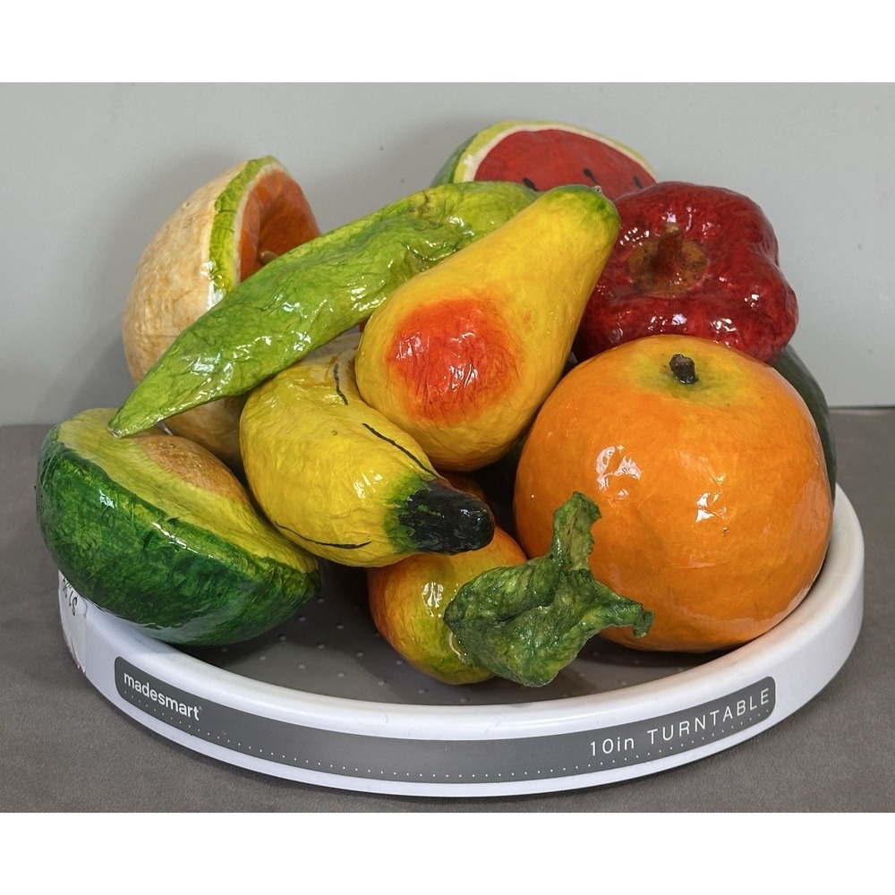 12 Paper Mache Lot‎ Mexico Variety Fruits Vegetables Folk Art